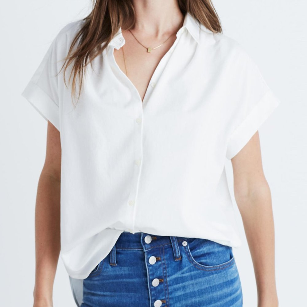 MADEWELL Effortlessly Chic White Shirt - Size EXTRA SMALL